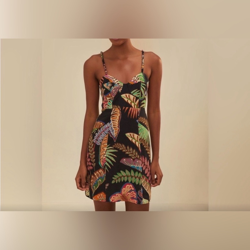FARM RIO Black tropical mini dress in Small.